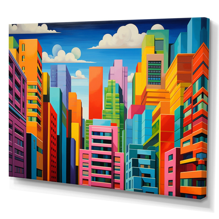 Ebern Designs Pop Art Miami Cityscape III Framed On Canvas Print